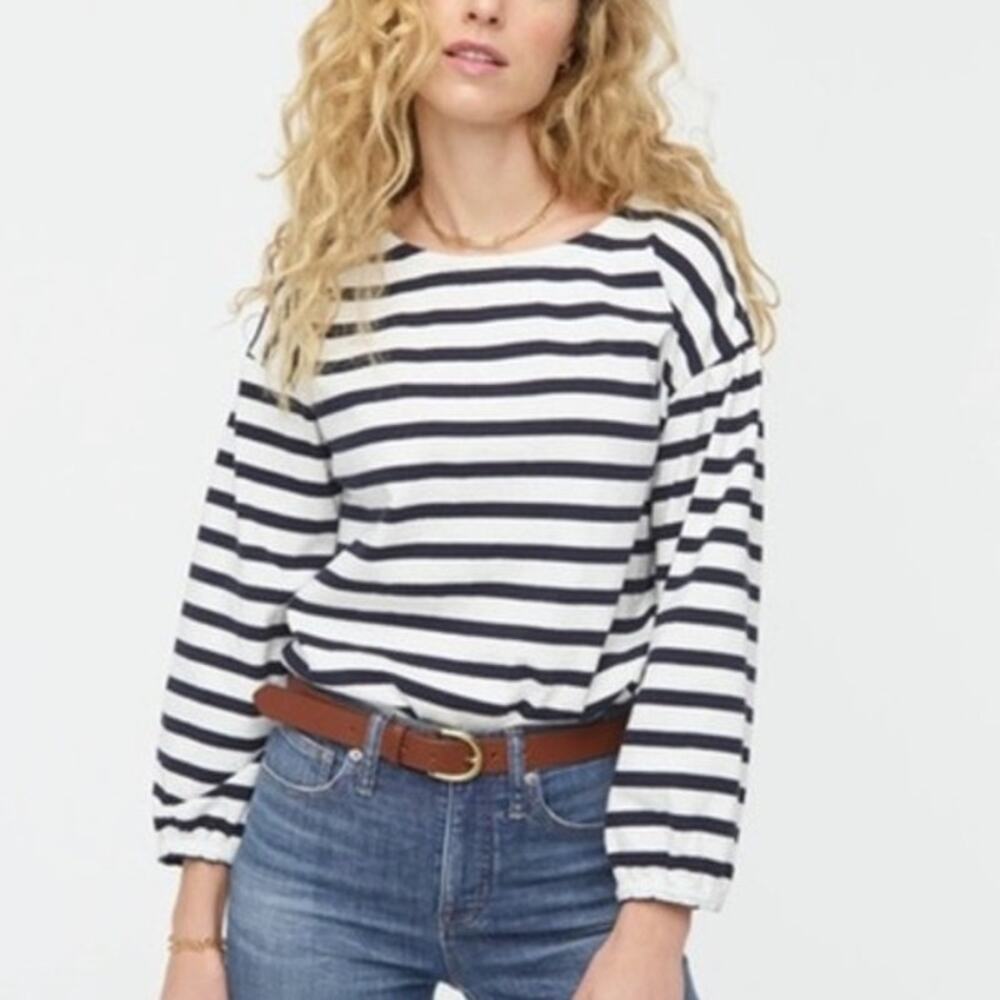 J Crew Mariner Cloth Puff Sleeve Striped Top XS
